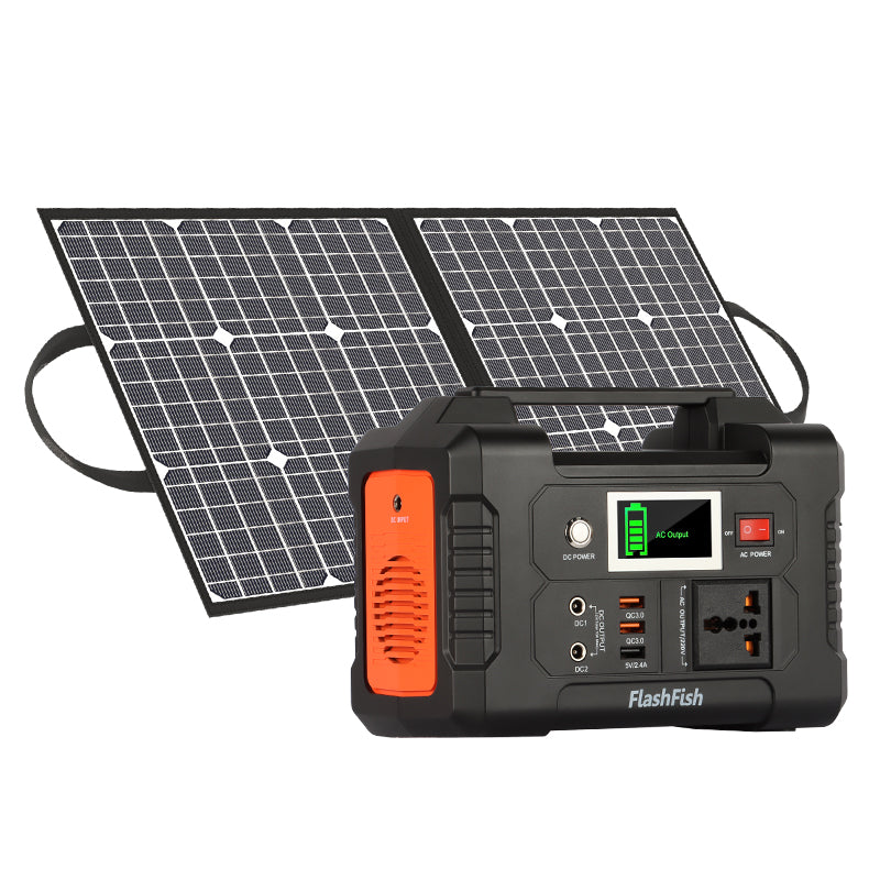 FlashFish E200 Solar Gnerator Kit丨AC Output 200W, 151Wh Battery, 50W / 60W Solar Panel