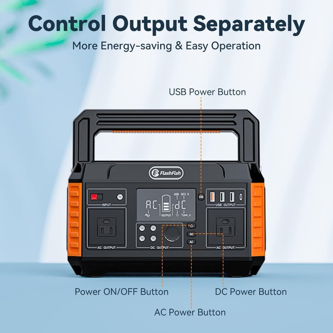 FlashFish P60 Portable Power station | 560W 520Wh/140400mAh